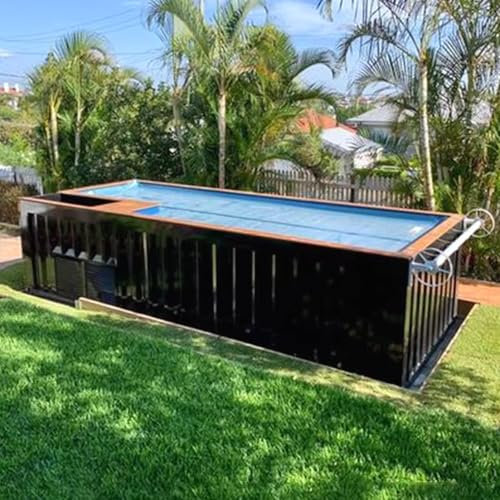 Patio Container Fiberglass Swimming Pool Above Ground Pool Set – Includes Filter Pump, Ladder, and Cover Spacious Family Durable Steel Frame Backyard Swimming