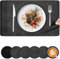 Platzsets Abwaschbar und Untersetzer, Tischset Umkehrbares Lederoptik Kuhfell, Platzdeckchen Kinder Schmutzabweisendes Abwischbares Hitzebeständig, für Bankette, Heimdekoration (Grau-Schwarz, 6er Set)