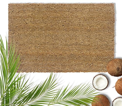 Robuste DIY Fußmatte Kokos 50 x 80cm (Rechteckig) - Kokosmatte 16 mm natur | Rutschfeste Fussmatte sehr strapazierfähig Fußabtreter antibakteriell Schmutzfangmatte umweltfreundlich und zuschneidbar