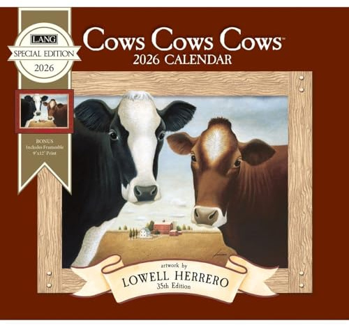 Lang Companies, Cows Special Edition 2026 Wandkalender, 31,8 x 35,6 cm, 12-Monatskalender mit gehefteter Bindung