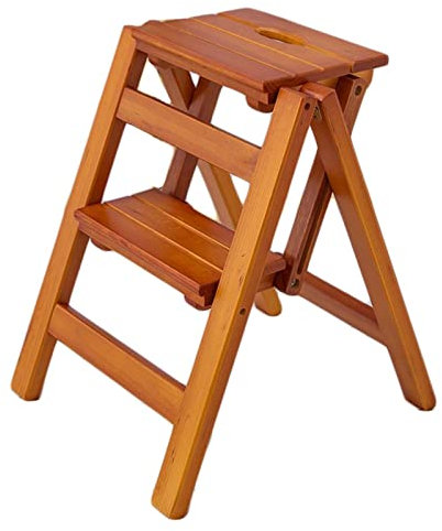 GXXINGIN Taburete Plegable de Madera de 2 escalones, Taburete portátil para el hogar, la Oficina, el almacén, Escalera móvil, Silla, Estante Acceder a la estantería.