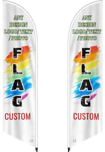Benutzerdefinierte Federflaggen für Unternehmen (nur Flagge) - Personalisierte Polyester-Außenwerbung Strand-/Messerflaggen mit Logo/Text/Foto, ideal für Geschäfte, Veranstaltungen, Zuhause