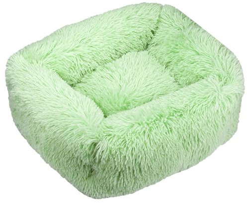 HotYou Orthopädisches Hundebett Rechteckiger Fluffy Wolke Hundekissen Hundesofa Katzenbett Kuscheliges Hundekorb Waschbar Rutschfester und Wasserdichter Boden,Grün 2,M 66 * 55 cm（<9KG）