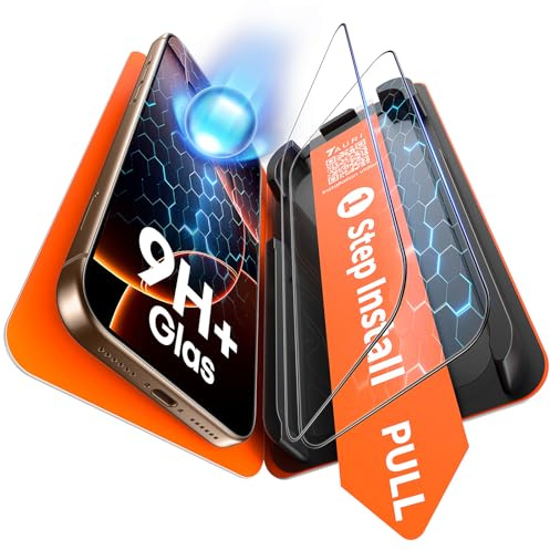 TAURI Lot de 2 Verre Trempé Pour iPhone 16 Pro Max | Sans Bulle, Film Protection avec Installation 1 Étape et Outil, Dépoussiérage Auto, Couverture Complète, Anti-Rayures