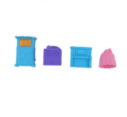 Fisher-Price Nickelodeon Dora The Explorer BCK56 - Ersatzmöbel - Blaues Bett, lila Herd, blaues Klavier und rosa Tisch