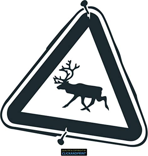 CLICKANDPRINT Aufkleber » Achtung Rentiere, 120x119,3cm, Metallic Jade • Dekoaufkleber/Autoaufkleber/Sticker/Decal/Vinyl