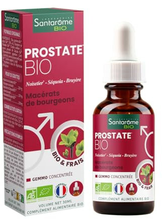 Santarome Bio - Prostate Bio - Macérat de bourgeons - Complément Alimentaire Tonus Sexuel & Confort Urinaire - Gémmothérapie - Flacon Pipette 30 ml - France