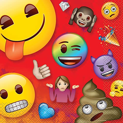 Papierservietten - 16,5 cm - Rainbow Fun Emoji Party - Packung mit 16 Stück