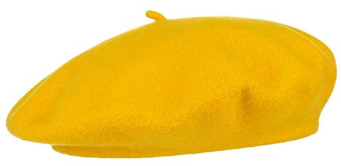 Barascon Baskenmütze mit Kaschmir Wollbaske Baske Herrenbaske Damenbaske (One Size - gelb)