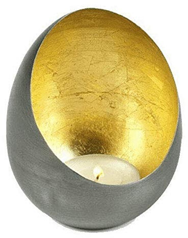 Lambert - Kerzenleuchter, Windlicht, Votivkerzenhalter - Casati - Eisen und Schlagmetall - Gold - Maße (ØxH): 11 x 14 cm