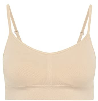 Jockey Modern Micro Seamfree Bralette – Damen BH ohne Bügel, gepolstertes Bustier mit herausnehmbaren Cups, Nahtlose Unterwäsche, schmale verstellbare Träger, in Beige