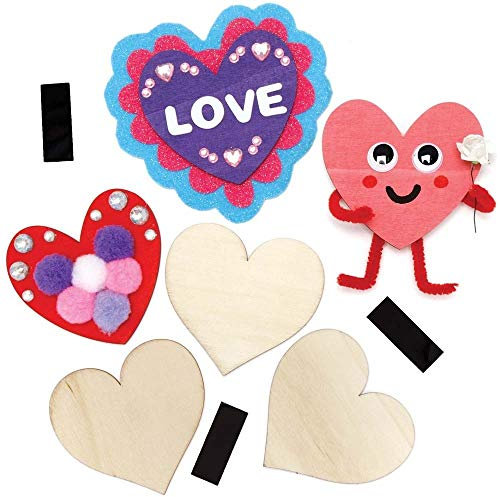 Baker Ross AX692 Kühlschrankmagnete in Herzform, 12 Stück, Kühlschrankmagnete für Kinder, Malerei, Kunst und Handwerk, ideal zum Valentinstag