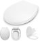 Premium Toilettendeckel, O Form WC Sitz mit Softclose Absenkautomatik, WC Deckel Antibakteriell Klodeckel aus Duroplast, leichte Reinigung, einfache Montage, Oval Toilettensitz, weiß