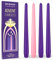 BRUBAKER Premium Adventskerzen 3 x Lila 1 x Rosa - Traditionelle Spitzkerzen für Adventskränze und andere Weihnachtsdekorationen