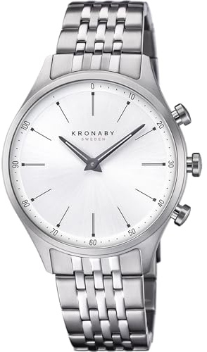 KRONABY Uhr Smart Herren Hybrid aus Edelstahl 316l | Analog-Smartwatch, Wasserdicht 10 ATM S3777/1, Musiksteuerung, Schrittzähler, Anrufbenachrichtigung und -ablehnung, Sekel
