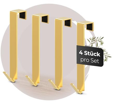 MDCASA Premium Türhaken I Türhaken zum Einhängen inkl. Filzpad I 4 hochwertige & stabile Haken zum Einhängen für alle gängigen Türen