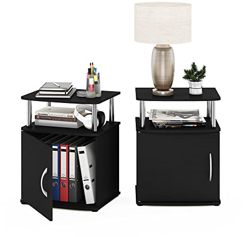 Furinno JAYA Utility Design Beistelltisch, 2er-Set, Americano, Edelstahlrohre