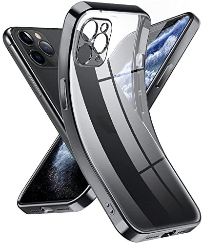 Supdeal Crystal Clear Hülle für iPhone 11 Pro Max, Niemals gelb mit Kameraschutz, Silikon Durchsichtig Handyhülle Weicher Passform, Ultra Dünn und Leicht Case Cover, 6,5, Schwarz