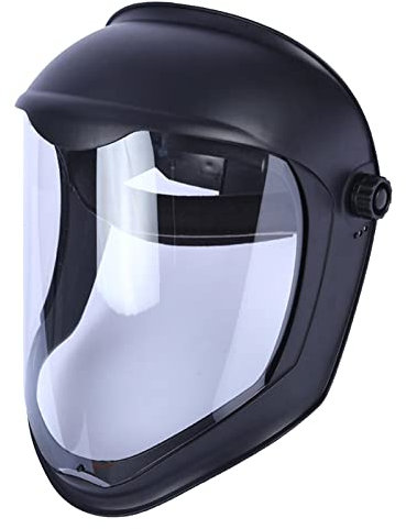 Folpus Helmmaske mit Klarem Polycarbonat Visier Anti Fog UV Blockierung Schutzhülle Sicherheitsschleifen, Maske + einzelnes Stirnband