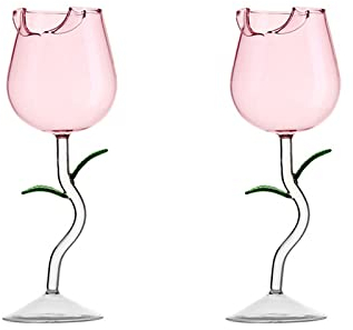 MANMAOHE Juego de 2 copas de vino creativas de 5 onzas, copas de vino tinto de cristal, copa de vino de rosa, copa de vino, cóctel, jugo para fiestas, bodas, festivales, bares