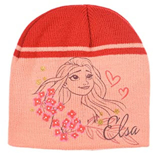 Sun City Frozen - Die Eiskönigin ELSA Kinder Mädchen Winter-Mütze Beanie-Mütze (Rot, 52)