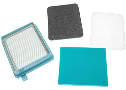 vhbw 2x Abluft-Filter, 1x HEPA-Filter, 1x Motoreinlassfilter kompatibel mit Philips PowerPro Compact FC9323, FC9324 Staubsauger