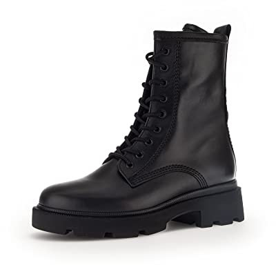 Gabor Mujer Botines, señora Botas Militares,Plantilla Desmontable,Botas,Medias Botas,Botines,Botas de Cordones,Negro (Schwarz) / 57,37 EU / 4 UK