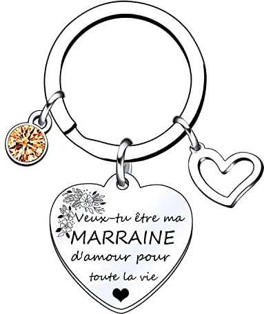 VZIUYTRE Cadeau de Marraine Porte-clés de Marraine d'anniversaire Cadeau fête des mères pour Marraine «Veux-tu être ma MARRAINE d'amour pour toute la vie» Cadeaux de Noël (1)