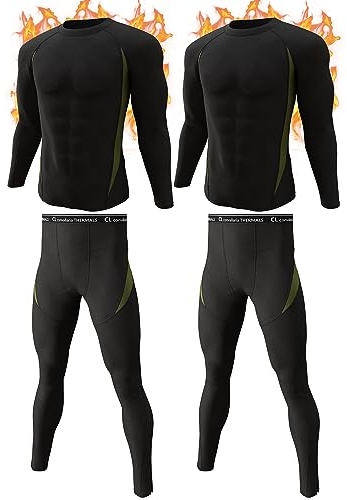 romision 2-Pack Thermounterwäsche Herren Atmungsaktiv Thermoaktiv Funktionsunterwäsche Innenfleece Skiunterwäsche Weich Thermo Unterwäsche Set Wärme Manner Lange Unterwäsche Sport Stil