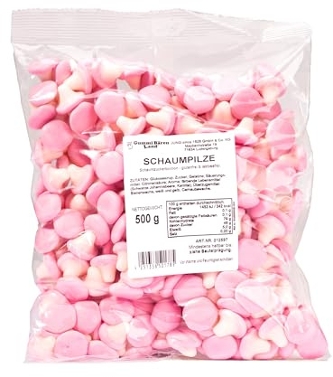 Gummi Bären Land | Fruchtgummi – Schaum-Pilze | Erdbeere | 500 g | glutenfrei, laktosefrei | Für Mama, Valentinstag, Party
