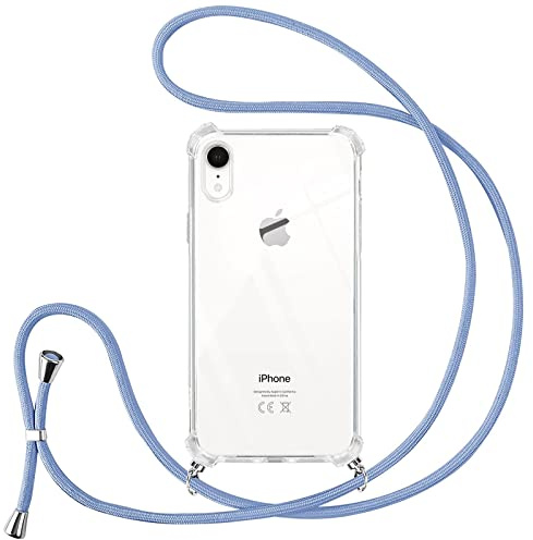 Vauki Cover per iPhone XR con Cordino, Custodia con Laccio Collana Tracolla Trasparente Silicone TPU+PC Bumper Back Antigraffio Proteggere Case Corda per iPhone XR,Viola