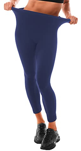 Leafigure Leggings Damen High Waist - Leggins Blickdicht Marineblau für Sport Gym Yoga S-M
