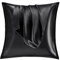 Vielit 2er Set Satin Kissnbezug 60x60 mit Zip,Weich wie EIN Silk Pillowcase,wie Seidenkissenbezug Geeignet für Curly Haar,Satin Kopfkissenbezug Kissenbezüge Schwarz Kissenhülle