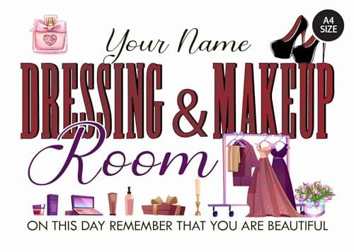 ELITEPRINT Personalised Dressing & Makeup Room Classic Sign Wall Decor Metal Plaque - Wall Art Decorations (A4 (29.7cm x 21cm)) 0807-B