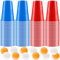 Litimkat Bierpong Becher Set,Beerpong Partybecher Enthält 100 Becher (500ML) und 12 Tischtennisbälle,mehrwegbecher,Für Party Trinkspiele,Party Geburtstag Festivals Hochzeit Camping