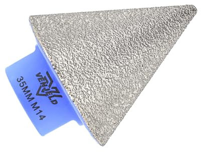 Broca Biselada Diamante para Chaflán 35mm Broca de Fresado con Rosca M14 para Achaflanar Agrandar Rectificar Agujeros en Cerámica Porcelana Azulejos Mármol Granito VENJELD