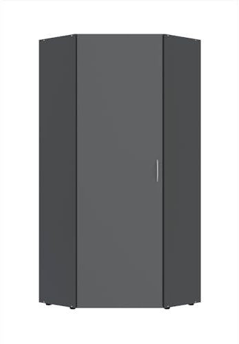 Lomadox Eckschrank mit 5 Böden, Graphit, B/H/T ca. 80/185/80 cm