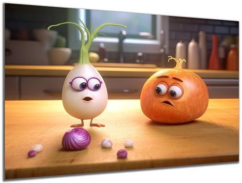 DARO Design - witziges Küchen-Bild auf 6mm HDF 30x20 cm Zwiebel-Freunde - Wand-Deko Bilder Lustiges Geschenk
