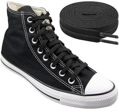 Endoto Cordones elásticos para Converse High Low Top Zapatos, Cordón de Repuesto Elastic Shoelaces Laces (Negro, Tamaño: 70 pulgadas)
