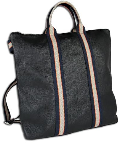 Toscanto Damen Cityrucksack Leder Canvas Tasche schwarz blau beige OTT609RS Canvas Cityrucksack