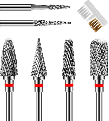 Diesisa 6 Pack Nail Drill Bits for Acrylic Nails Red