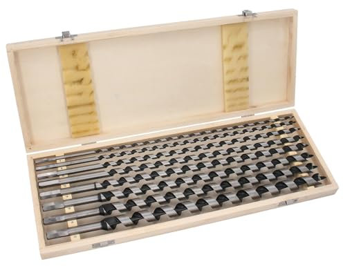 GEPCO 8-tlg Schlangenbohrer Set Holzbohrer extra lang Spiralbohrer Balkenbohrer Bohrer 460 mm