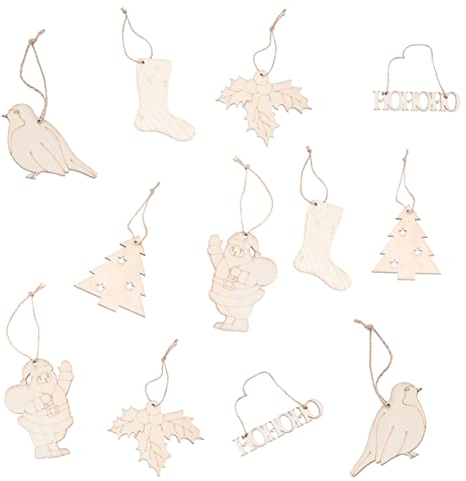 Alipis 10st Weihnachtliche Dekorative Requisiten Weihnachtsbaum Anhänger Holz Formt Scheibe Schmuck Baum Künstlicher Baum Im Freien Baum Lichter Holzhandwerk Erwachsener Kind Hölzern