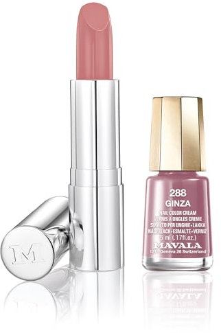 Mavala - Kit Chic Shine Lips and Nails - Vernis à Ongles Séchage Rapide et Rouge à Lèvre Nourissant Longue Tenue - Formules Véganes (Sweet Shine)