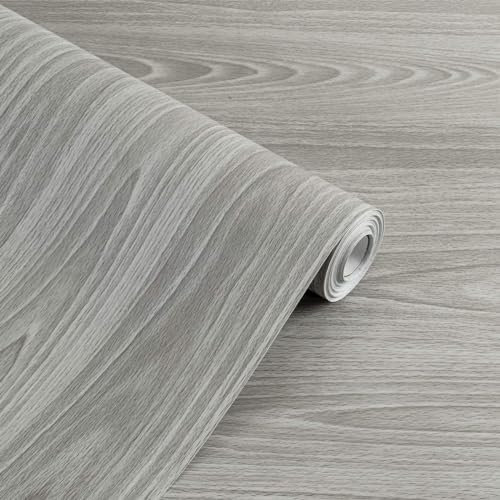 MayGreeny Papier Adhésif pour Meuble 40cm x 500cm, Effet Bois, Film Vinyle Adhesif Autocollant pour Décorer Cuisine, Murs, Armoires, Comptoirs, Portes et Tables (Bois Gris)