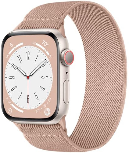 CeMiKa Kompatibel mit Apple Watch Armband 40mm 41mm 42mm 38mm Damen Herren, Nylon Stretch Elastisch Sport Solo Loop Ersatzband für iWatch Serie 11 10 9 8 7 6 5 4 SE Ultra 3 2 1,Hautrosa-XS