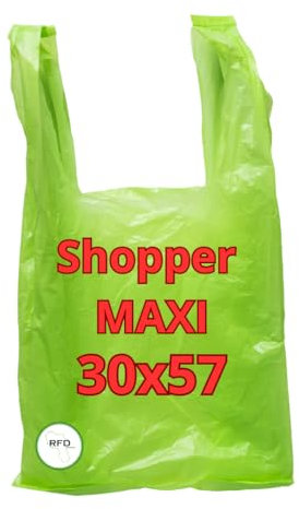 RFD Buste Shopper Resistenti 4 Kg MAXI 30x57 cm con manico - Biodegradabili Compostabili