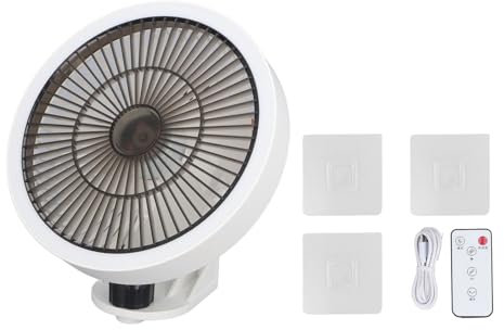 Ventilateur Oscillant Mural avec Télécommande, Veilleuse pour Camping-car, Chambre à Coucher, Bureau, Garage, 3 Vitesses
