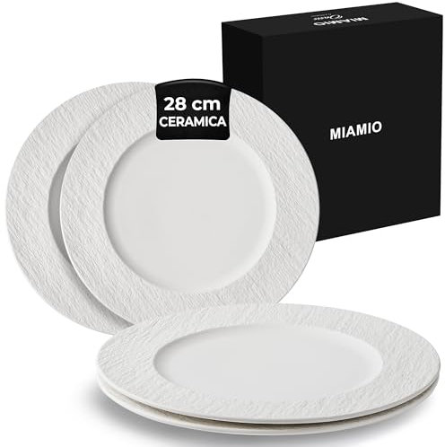 MIAMIO - 28 cm, Set di 4 piatti da portata/set di piatti in ceramica, set di stoviglie - piatti moderni, lavabili in microonde e in lavastoviglie - Collezione Oasis