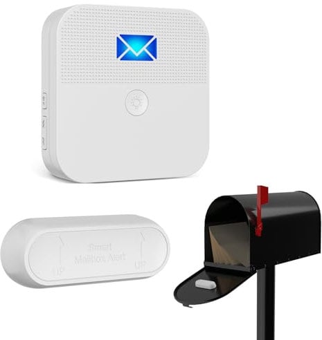 COTINSE Alarme de boîte aux Lettres pour Le courrier livré Briefkasten Alarm Mailbox Alert Benachrichtigungssystem für Briefkästen, 600 Fuß Reichweite, wetterfester Briefkastensensor mit LED-Anzeige